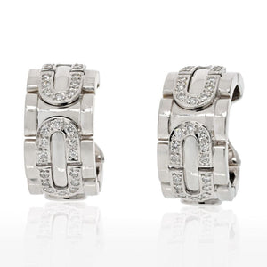 Cartier 18K White Gold Diamond Hoop Earrings