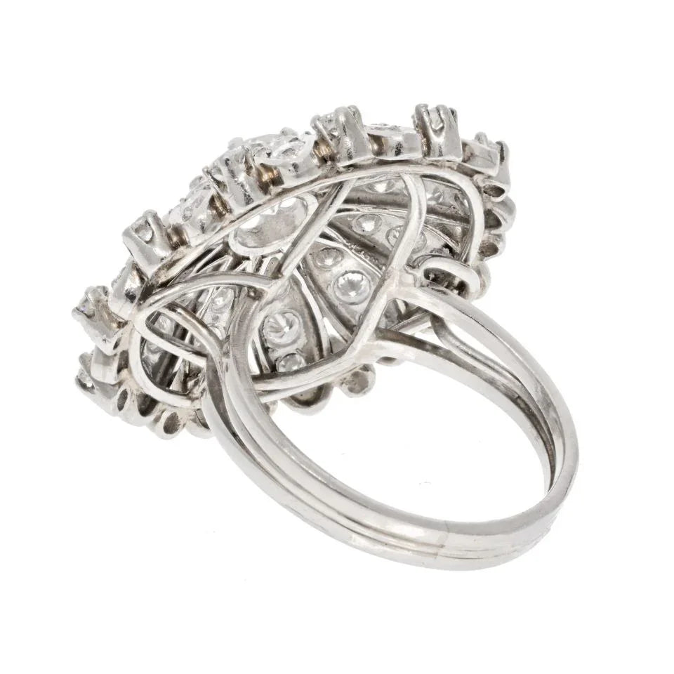 Platinum 3.54cttw Diamond Flower Motif Ring - The Back Vault