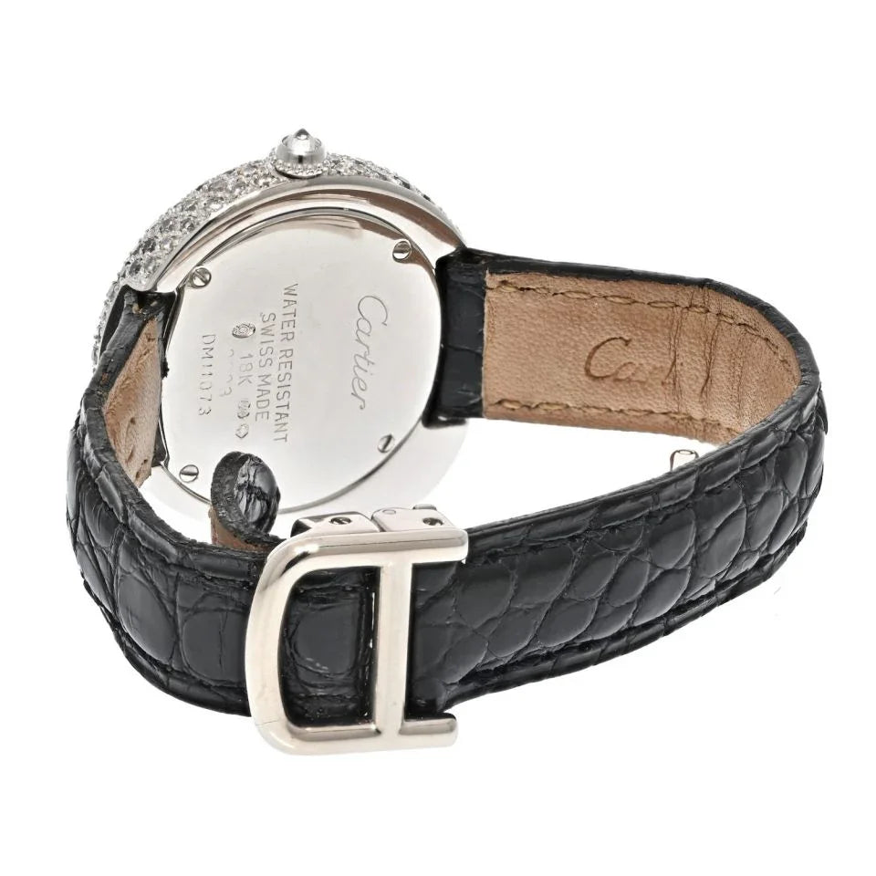 Cartier 18K White Gold Diamond Panthere 1925 Model Ref: 2323 Quartz Leather Women Watch - The Back Vault