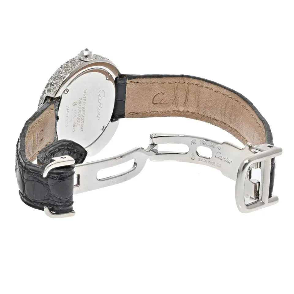 Cartier 18K White Gold Diamond Panthere 1925 Model Ref: 2323 Quartz Leather Women Watch - The Back Vault