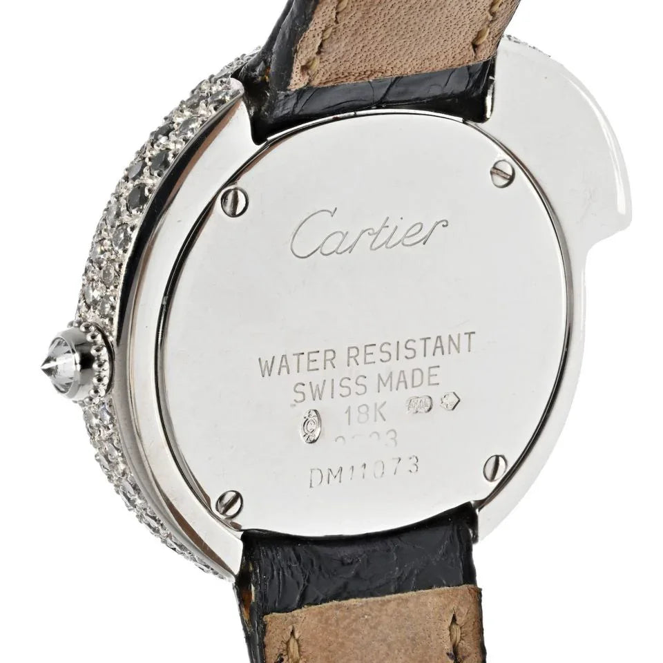 Cartier 18K White Gold Diamond Panthere 1925 Model Ref: 2323 Quartz Leather Women Watch - The Back Vault
