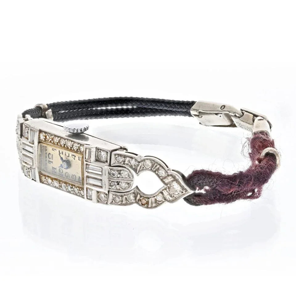 Platinum Diamond Deco Vintage Watch - The Back Vault