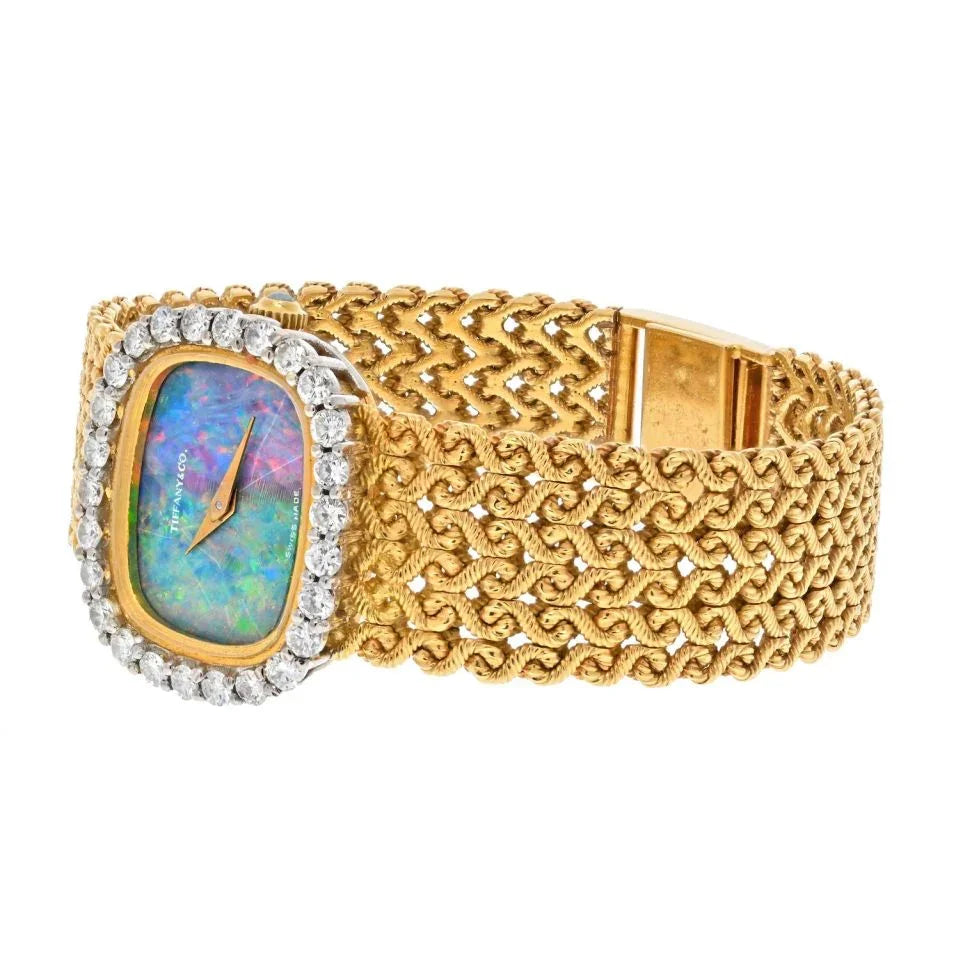Tiffany & Co. 18K Yellow Gold Opal Dial Vintage Women Watch - The Back Vault