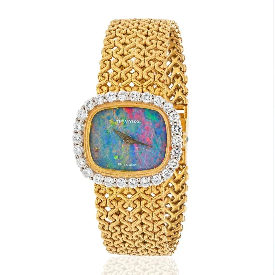 Tiffany & Co. 18K Yellow Gold Opal Dial Vintage Women Watch - The Back Vault