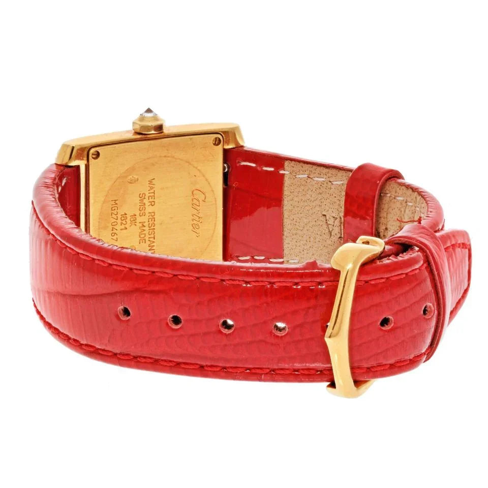 Cartier 18K Yellow Gold Tank Francaise 25,, Ref 1821 Women Diamond Watch - The Back Vault