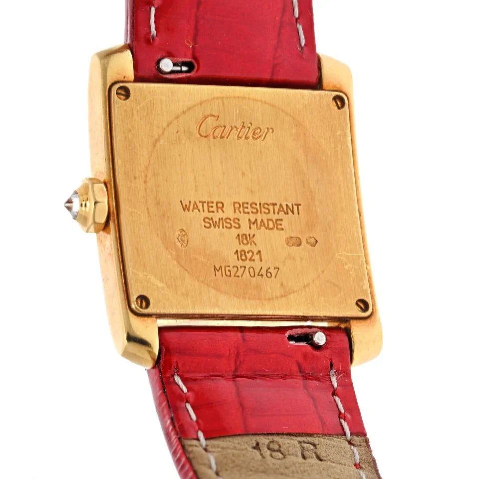 Cartier 18K Yellow Gold Tank Francaise 25,, Ref 1821 Women Diamond Watch - The Back Vault