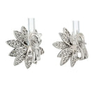 Van Cleef & Arpels 18K White Gold Lotus Diamond Medium Model Earrings - The Back Vault