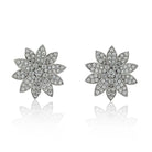 Van Cleef & Arpels 18K White Gold Lotus Diamond Medium Model Earrings - The Back Vault