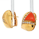 Bvlgari 18K Yellow Gold Coral And Diamond Earrings - The Back Vault