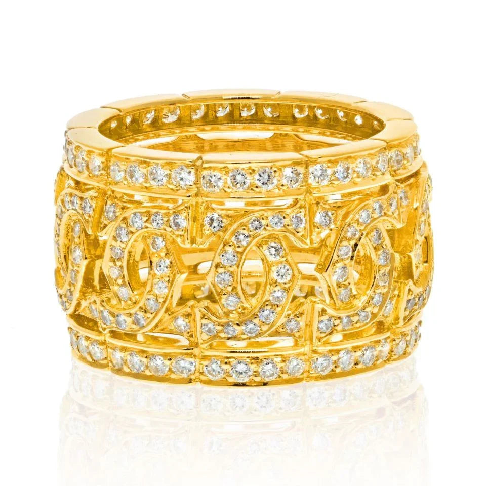 Cartier 18K Yellow Gold Double C Diamond Ring – The Back Vault