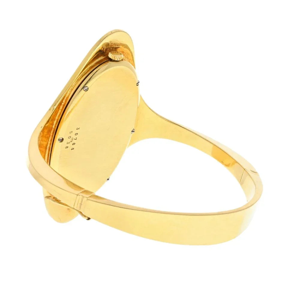 Chopard Ellipse 18K Yellow Gold 1970's Oval Dial 5038 Black Dial Watch - The Back Vault