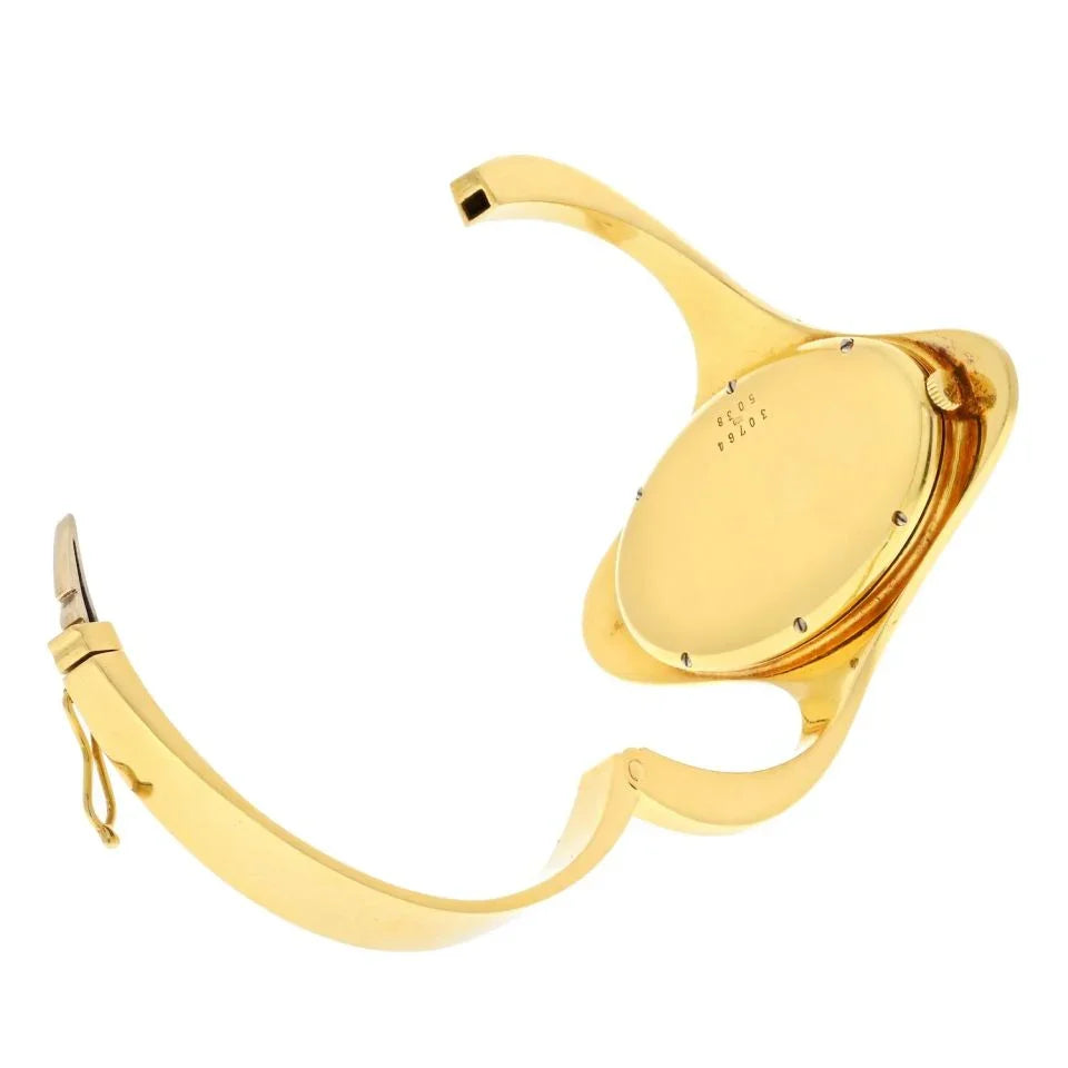 Chopard Ellipse 18K Yellow Gold 1970's Oval Dial 5038 Black Dial Watch - The Back Vault