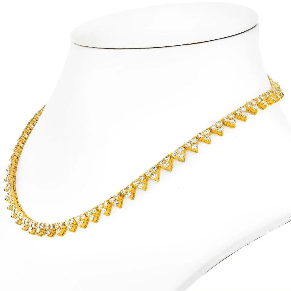 14K Yellow Gold 13.50cttw Diamond Trio Tennis Necklace - The Back Vault