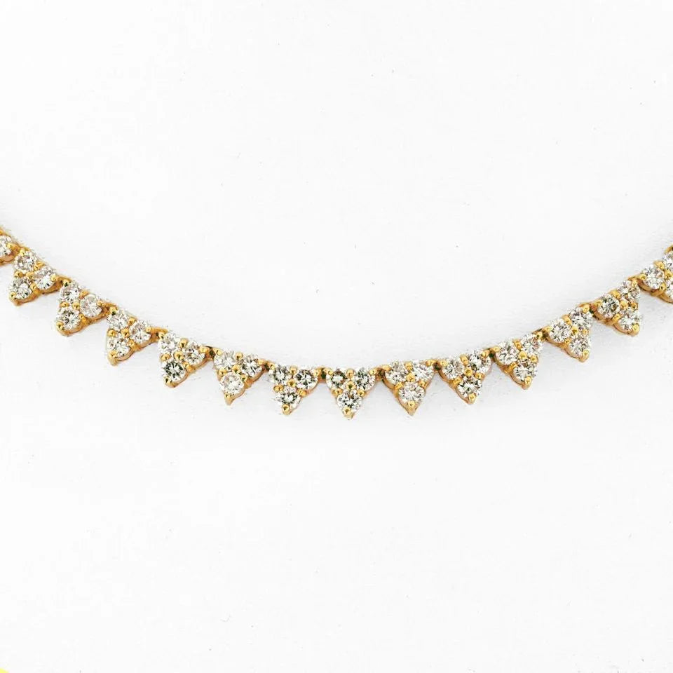 14K Yellow Gold 13.50cttw Diamond Trio Tennis Necklace - The Back Vault