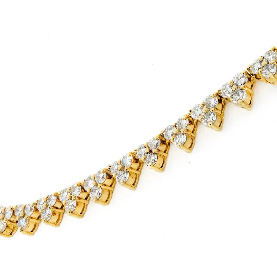 14K Yellow Gold 13.50cttw Diamond Trio Tennis Necklace - The Back Vault