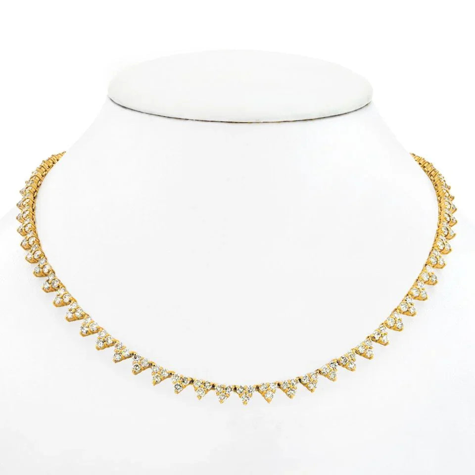 14K Yellow Gold 13.50cttw Diamond Trio Tennis Necklace - The Back Vault