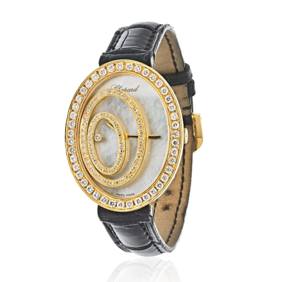 Chopard 18K Yellow Gold Happy Spirit Diamond Mother Of Pearl Ladies Watch - The Back Vault