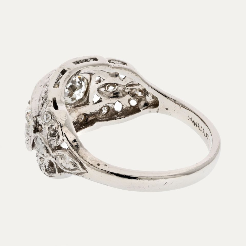Platinum 2.50cttw Deco Diamond Three Stone Right Hand Ring