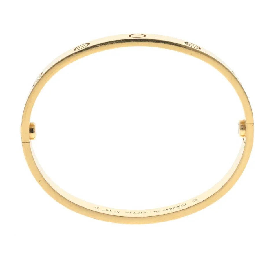 Cartier Love 18K Yellow Gold Love Bangle Size 16 Bracelet - The Back Vault
