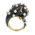 David Webb Platinum & 18K Yellow Gold Black Leopard With Diamond Spots Ring - The Back Vault