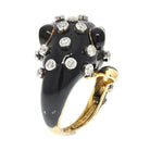 David Webb Platinum & 18K Yellow Gold Black Leopard With Diamond Spots Ring - The Back Vault
