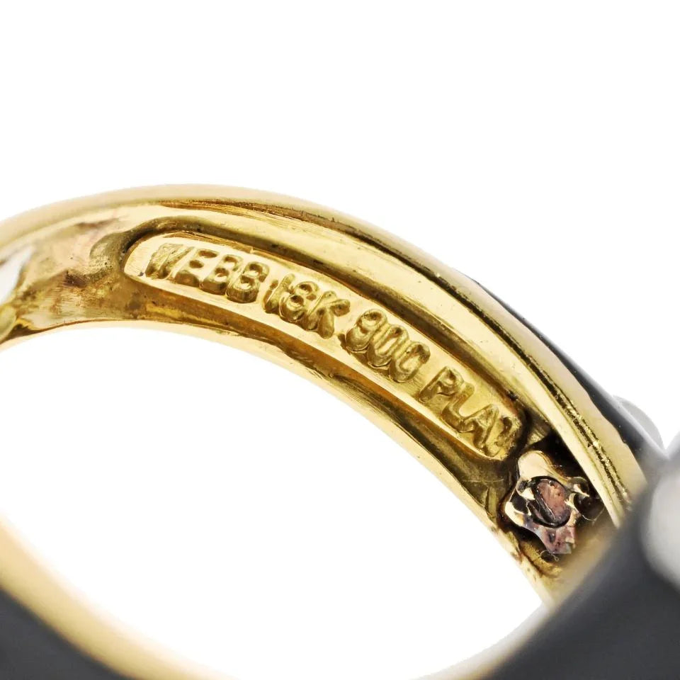 David Webb Platinum & 18K Yellow Gold Black Leopard With Diamond Spots Ring - The Back Vault