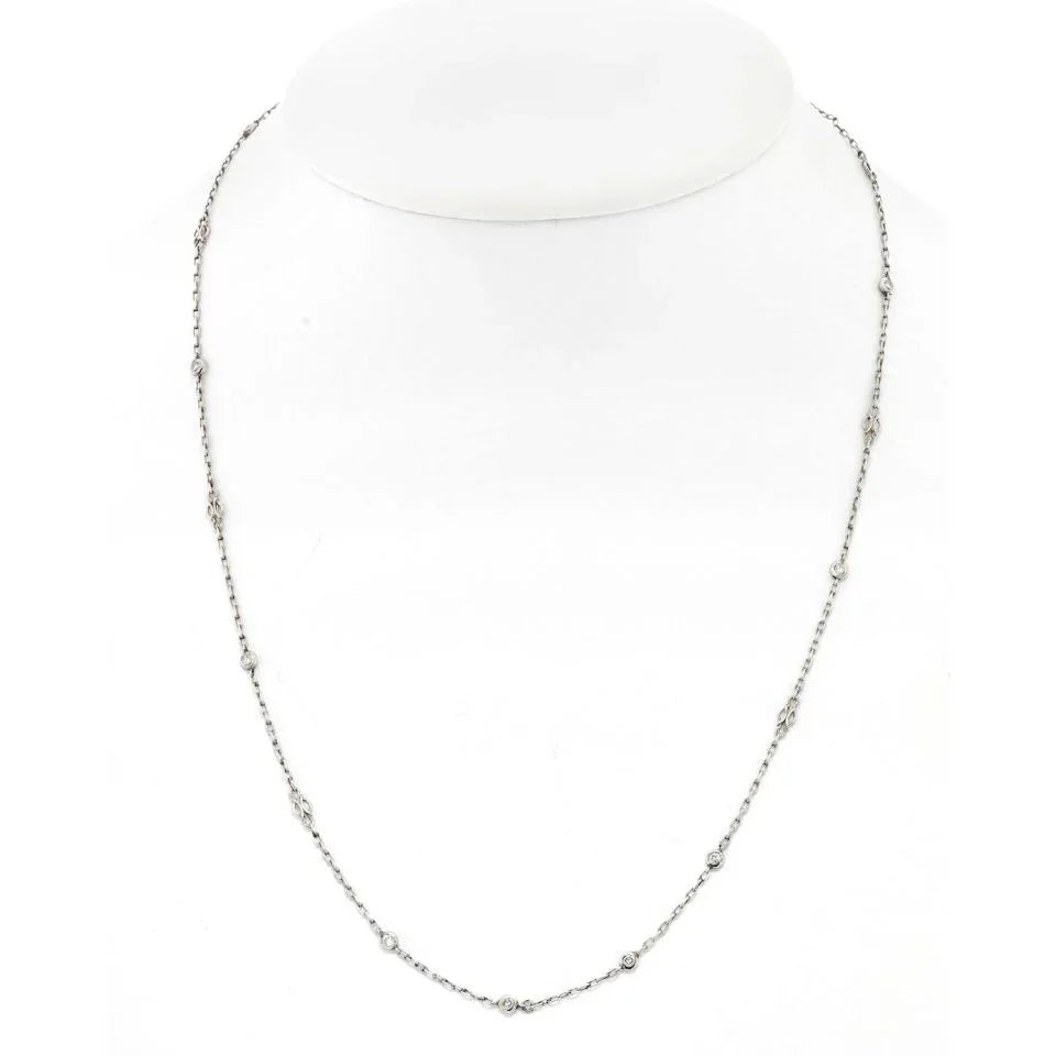 Platinum 0.50cttw Round Diamond By The Yard Necklace - The Back Vault