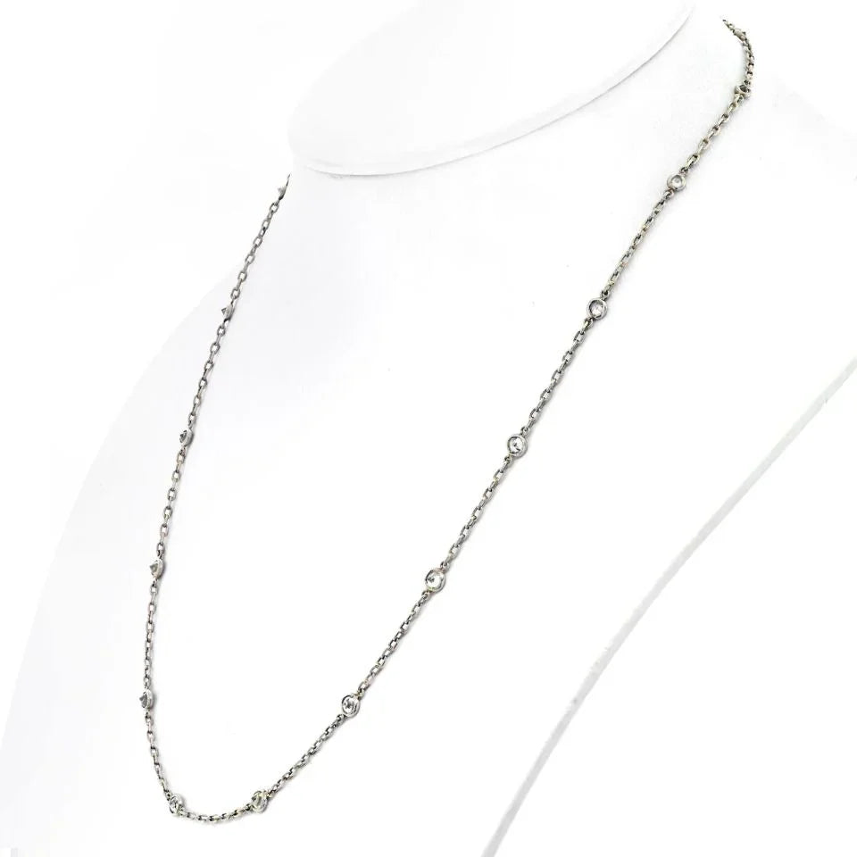 Platinum Old Mine Diamond By The Yard Chain 2.75cttw Necklace - The Back Vault