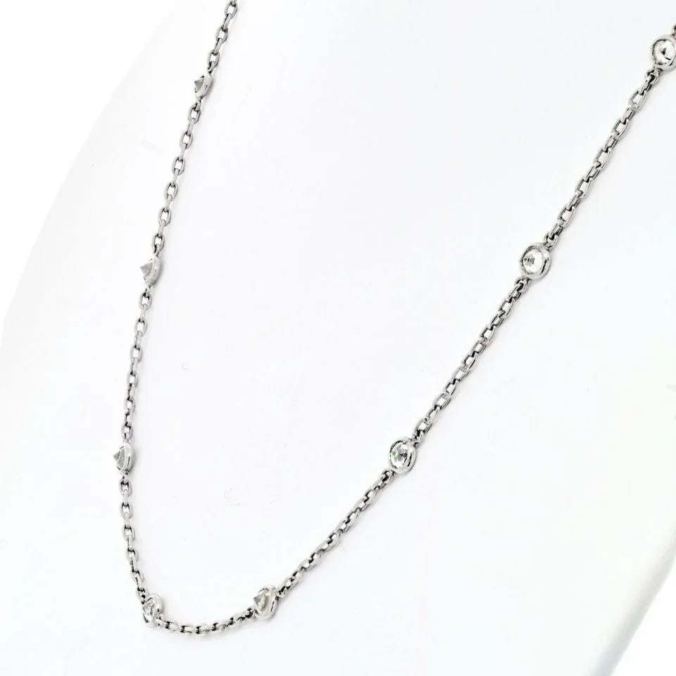 Platinum Old Mine Diamond By The Yard Chain 2.75cttw Necklace - The Back Vault
