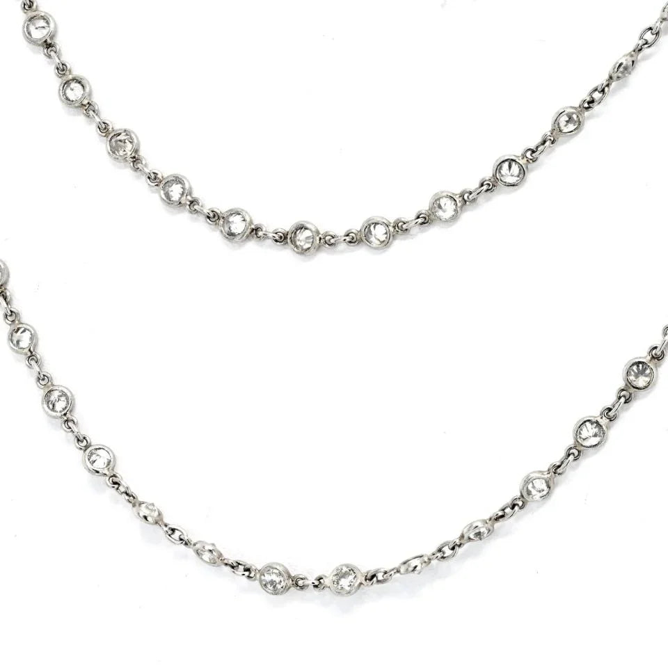 Platinum 20.00cttw Diamond By The Yard Chain Necklace - The Back Vault