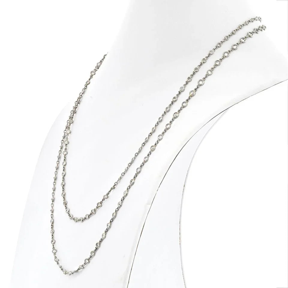 Platinum 20.00cttw Diamond By The Yard Chain Necklace - The Back Vault