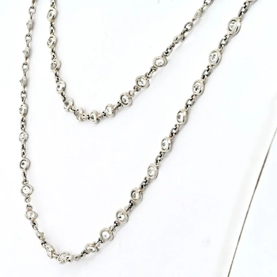 Platinum 20.00cttw Diamond By The Yard Chain Necklace - The Back Vault