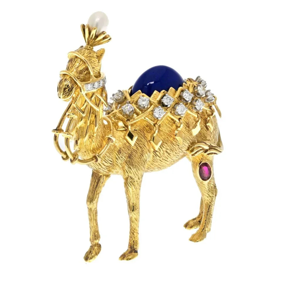 Tiffany & Co. Schlumberger Platinum & 18K Yellow Gold Camel Brooch - The Back Vault