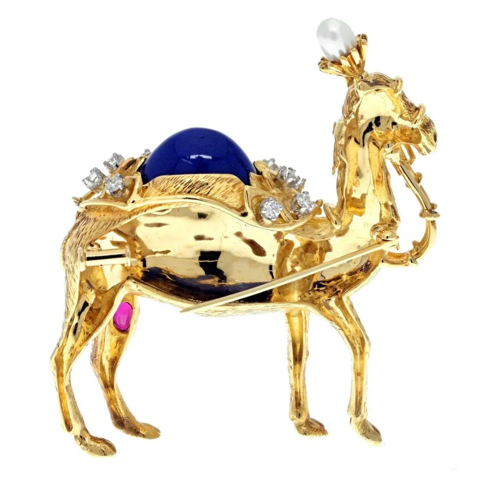 Tiffany & Co. Schlumberger Platinum & 18K Yellow Gold Camel Brooch - The Back Vault