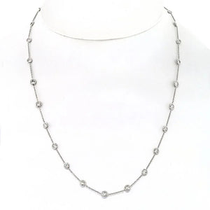 Platinum 3.22cttw 25 Round Diamond By The Yard Chain Necklace