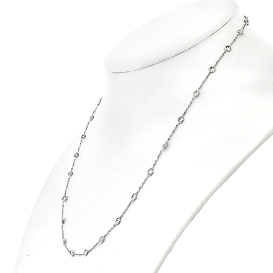 Platinum 2.50cttw Round Cut Diamond By The Yard Necklace - The Back Vault