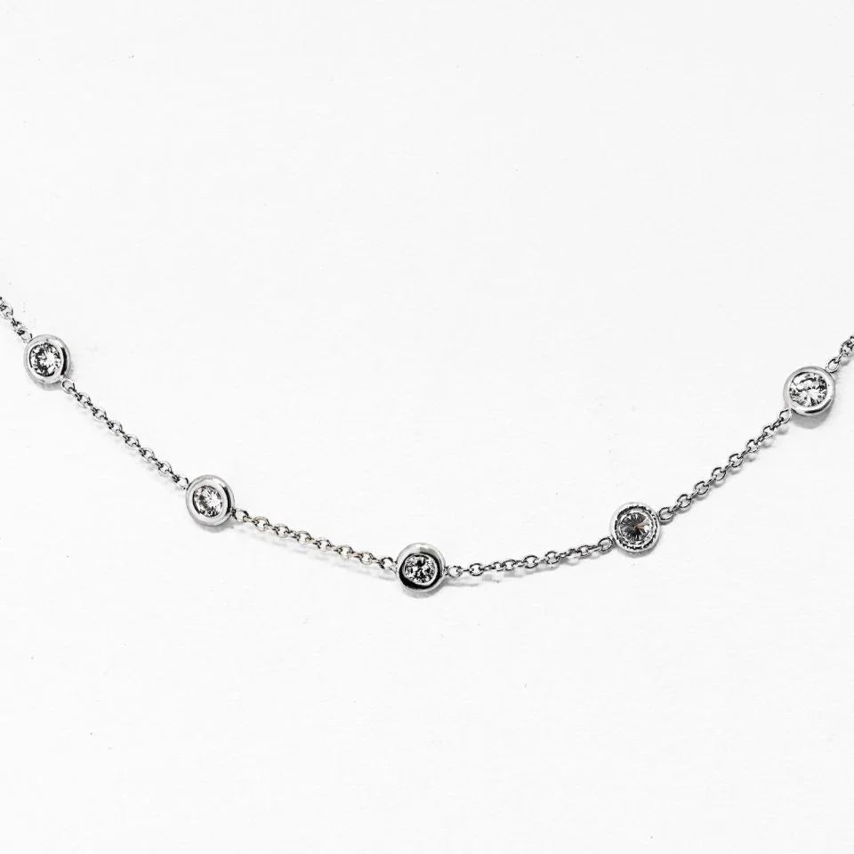 Platinum 2.50cttw Round Cut Diamond By The Yard Necklace - The Back Vault