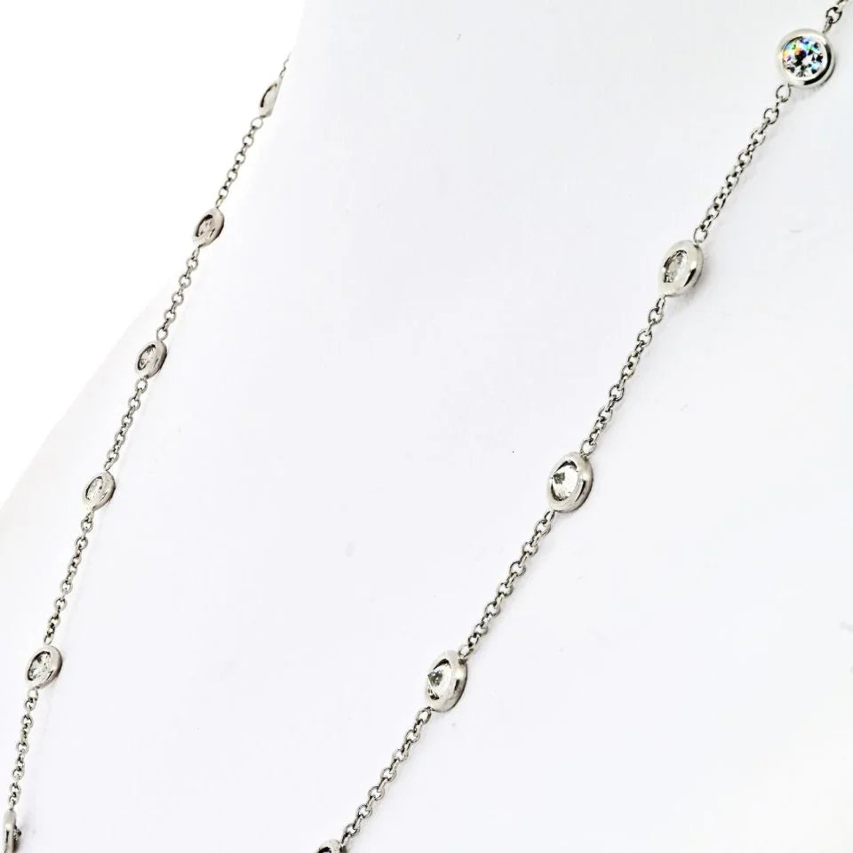 Platinum 2.50cttw Round Cut Diamond By The Yard Necklace - The Back Vault