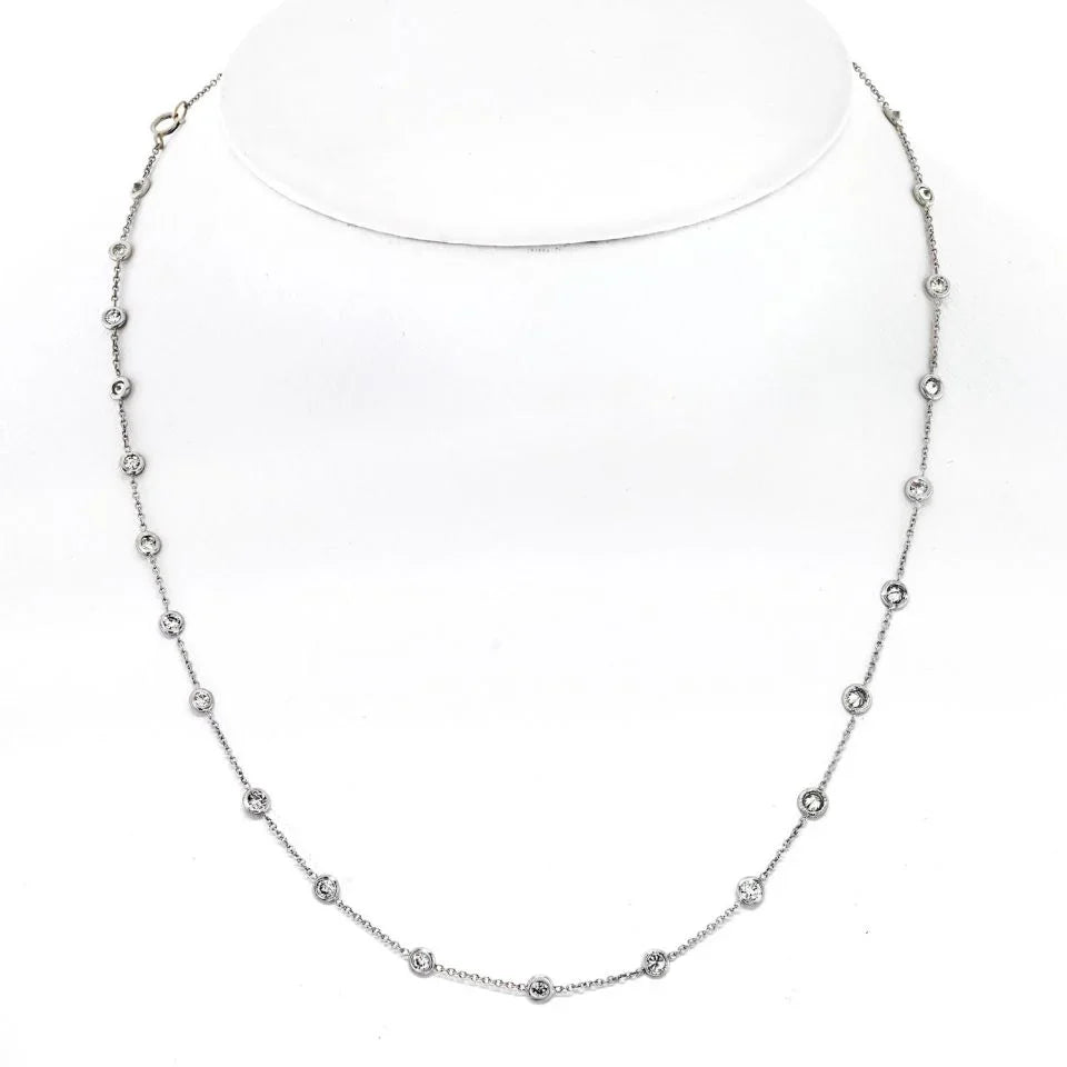 Platinum 2.50cttw Round Cut Diamond By The Yard Necklace - The Back Vault