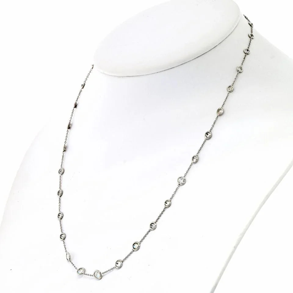 Platinum 3.70cttw Delicate Diamond By The Yard Necklace - The Back Vault