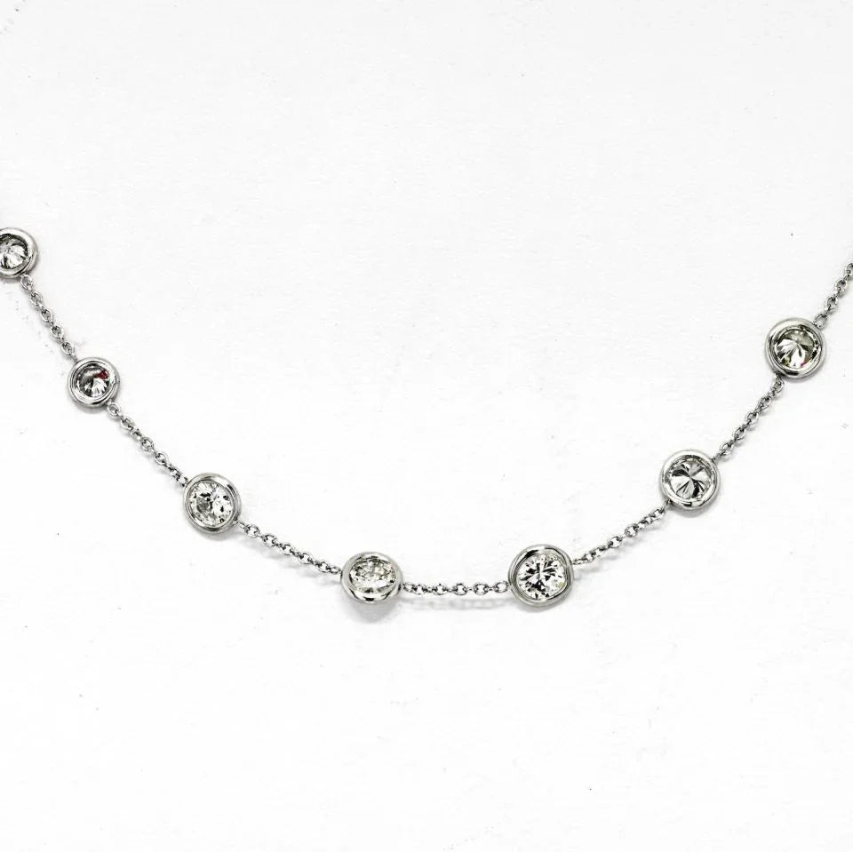 Platinum 3.70cttw Delicate Diamond By The Yard Necklace - The Back Vault