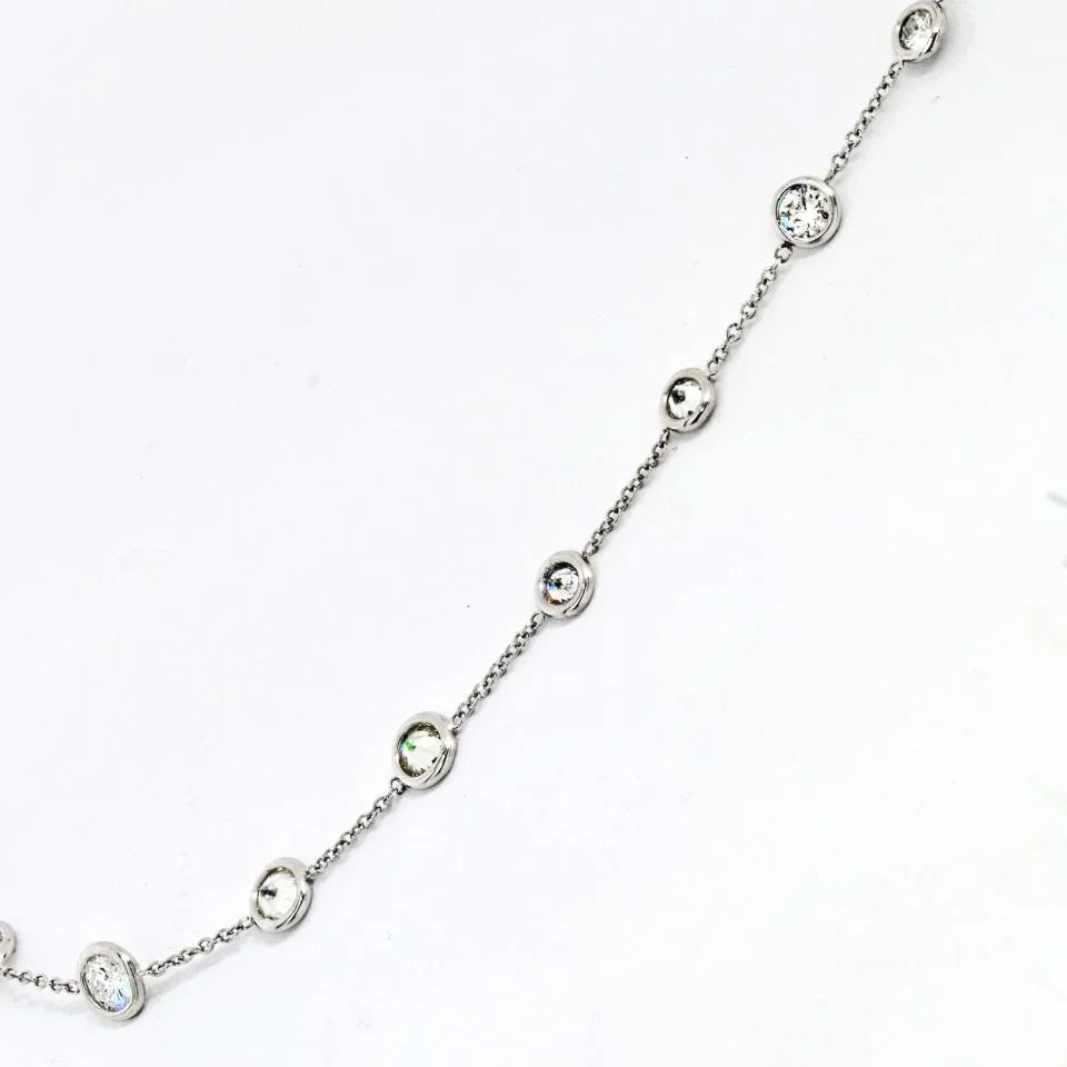 Platinum 3.70cttw Delicate Diamond By The Yard Necklace - The Back Vault