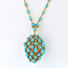 18K Yellow Gold Turquoise Acorn Pendant On A Chain Necklace - The Back Vault