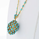 18K Yellow Gold Turquoise Acorn Pendant On A Chain Necklace - The Back Vault
