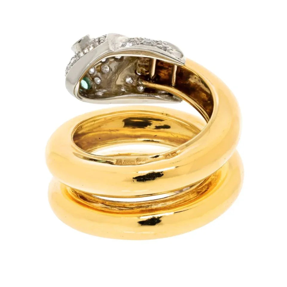 Graff Platinum & 18K Yellow Gold Serpent Wrap Around Diamond Ring - The Back Vault