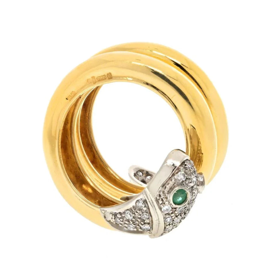 Graff Platinum & 18K Yellow Gold Serpent Wrap Around Diamond Ring - The Back Vault