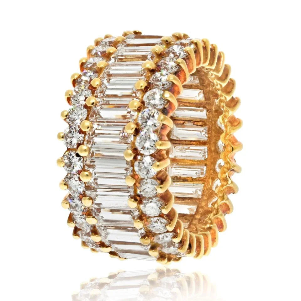 18K Rose Gold 6.00cttw Baguette And Round Cut Eternity Band - The Back Vault