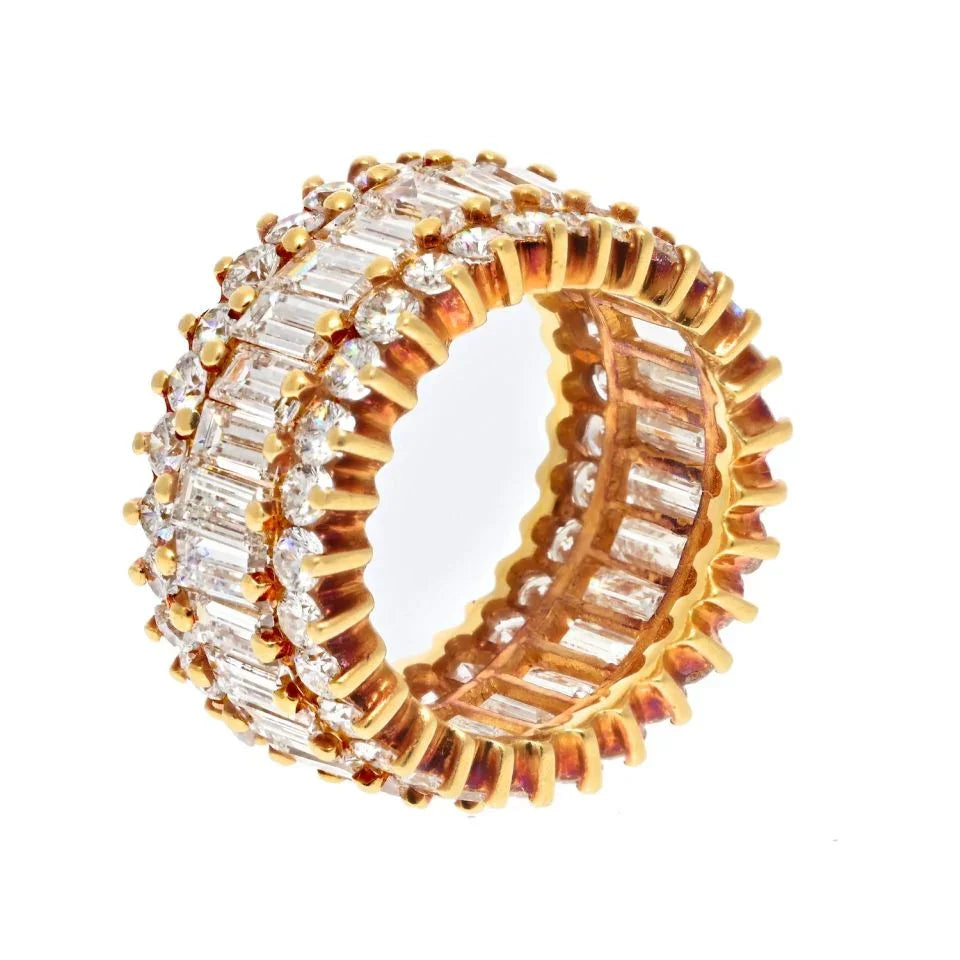 18K Rose Gold 6.00cttw Baguette And Round Cut Eternity Band - The Back Vault