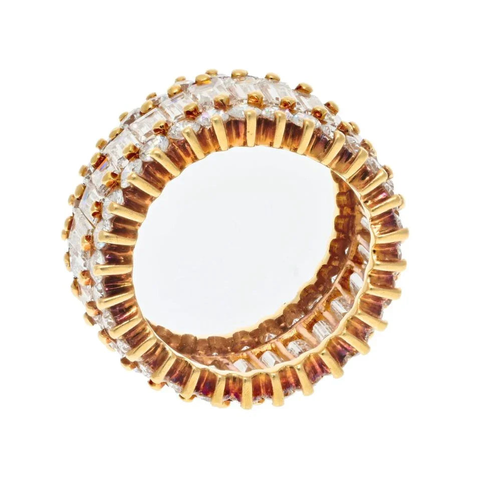 18K Rose Gold 6.00cttw Baguette And Round Cut Eternity Band - The Back Vault