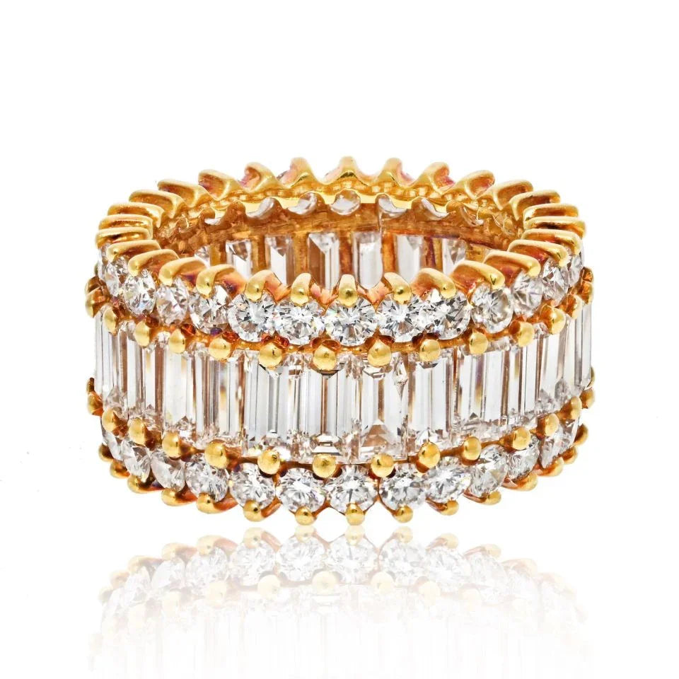 18K Rose Gold 6.00cttw Baguette And Round Cut Eternity Band - The Back Vault